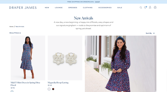 A Draper James website fashion copywriting example.