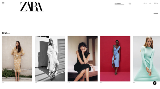 Zara using a variety of imagery to display it's fashion collection.
