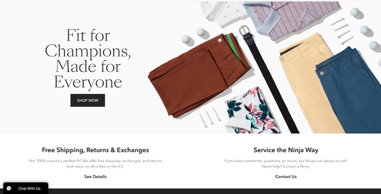 A Bonobos website fashion copywriting example.