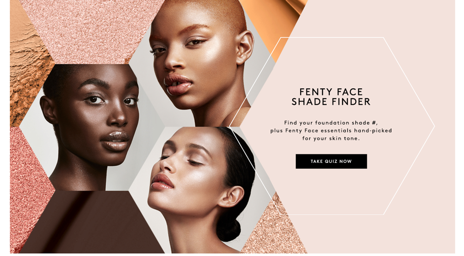Fenty Face showcasing their Shade Finder quiz.