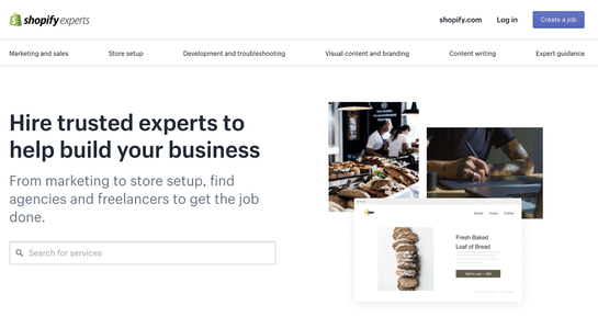 The Shopify Experts homepage. 
