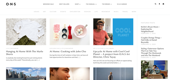 O.N.S Clothing's blog, called The Manual 