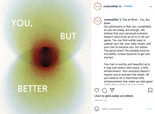 Their long-form social media posts not only exude a sense of calm and relaxation but also tell a story. Source: Instagram