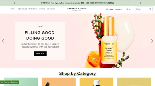 Farmacy Beauty’s website promotes clean beauty products. 