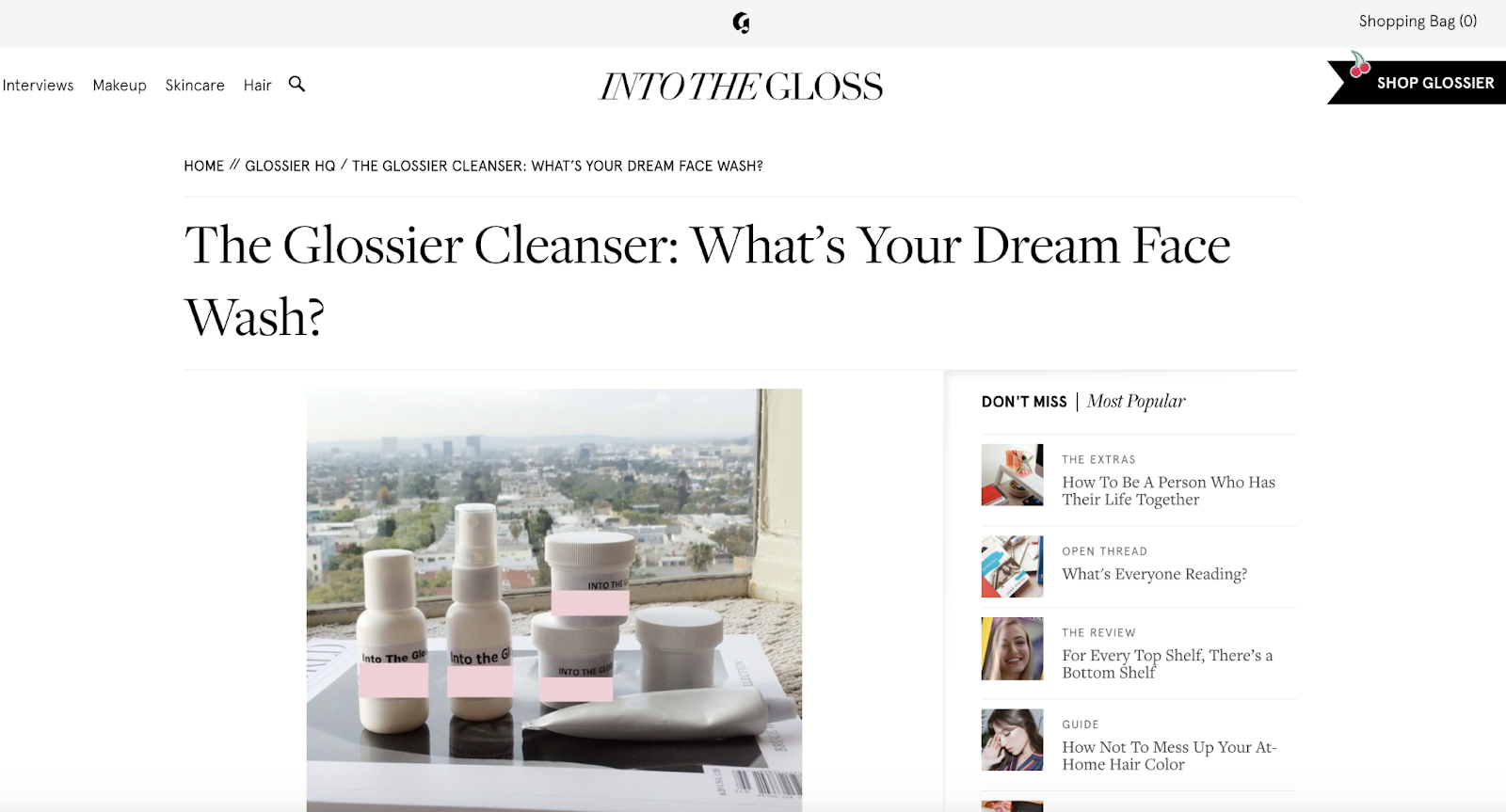 The post that sparked the Glossier Milky Jelly Cleanser.