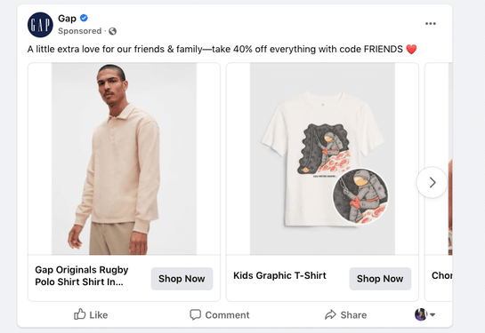 A Facebook carousel ad in action