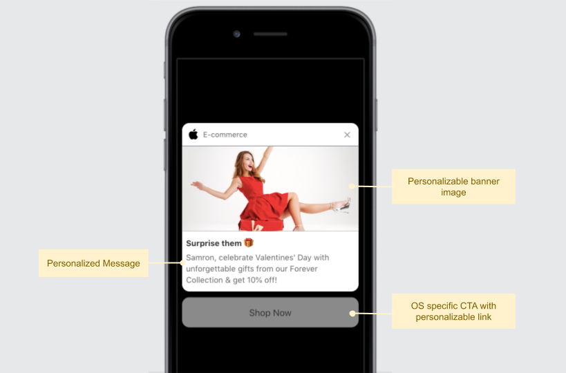 การแจ้งเตือนแบบพุชส่วนบุคคลอาจมีลักษณะอย่างไร
