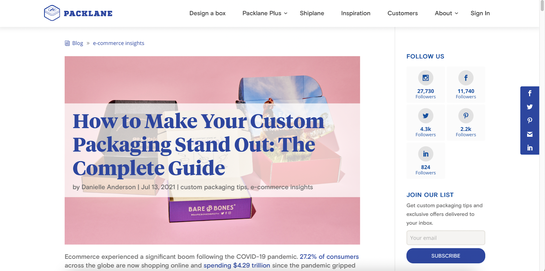 Packlane blog post example.