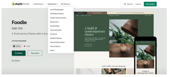 Shopify "Industry Related" themes.