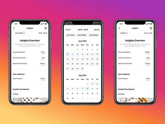 The new Insights interface.