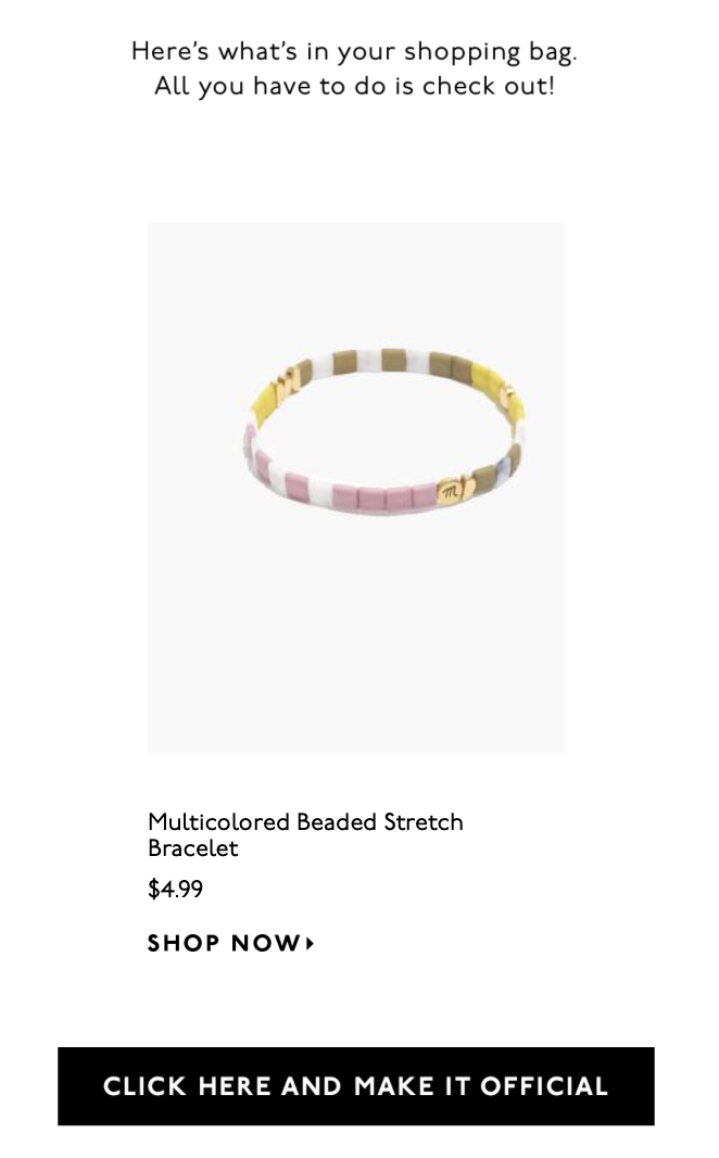 An abandoned cart retargeting email from Madewell.