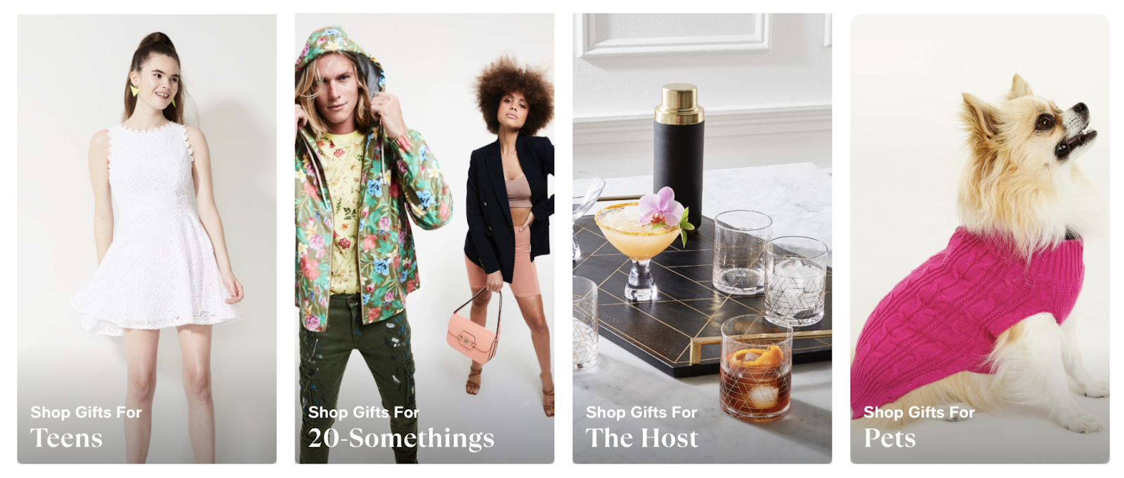 Macy’s gift guides do a great job of segmenting a giant product catalog into something more manageable.