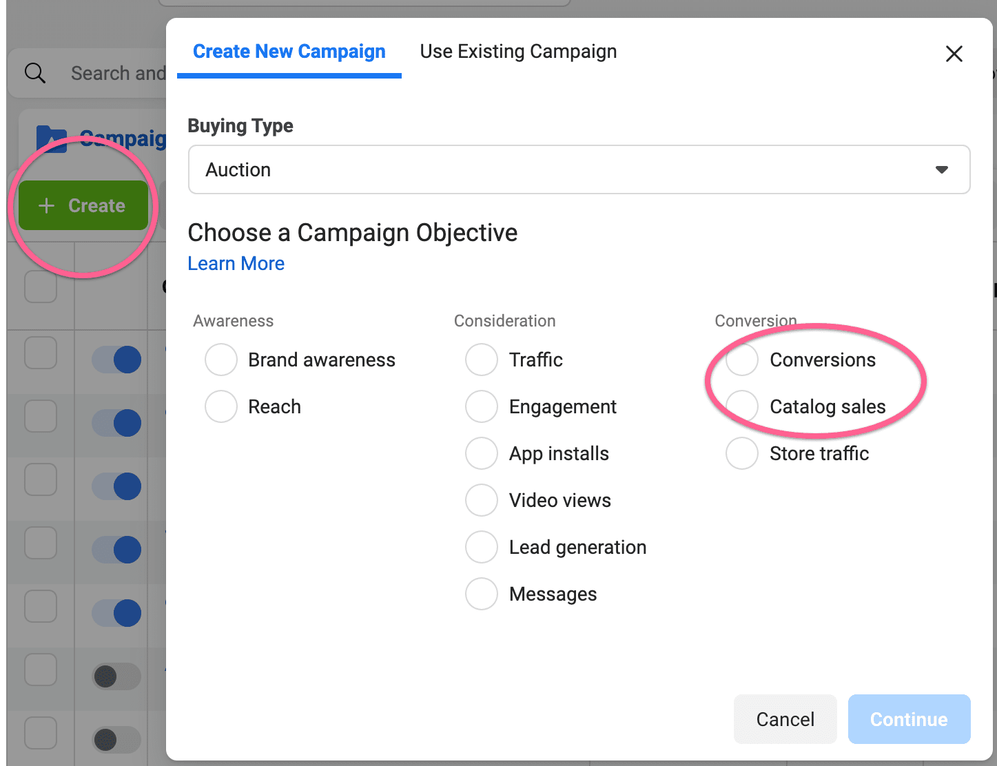 Start campaign creation