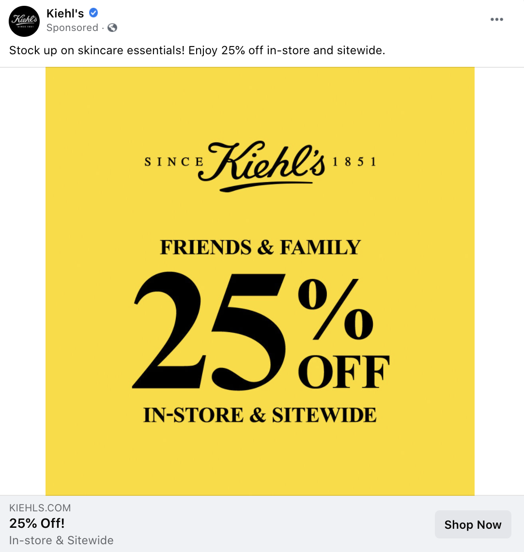 Paid ads will typically include a “sponsored” badge and a CTA.