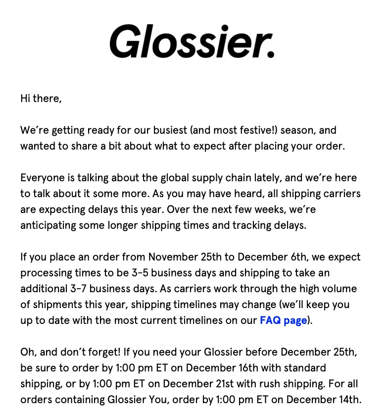glossier letter image