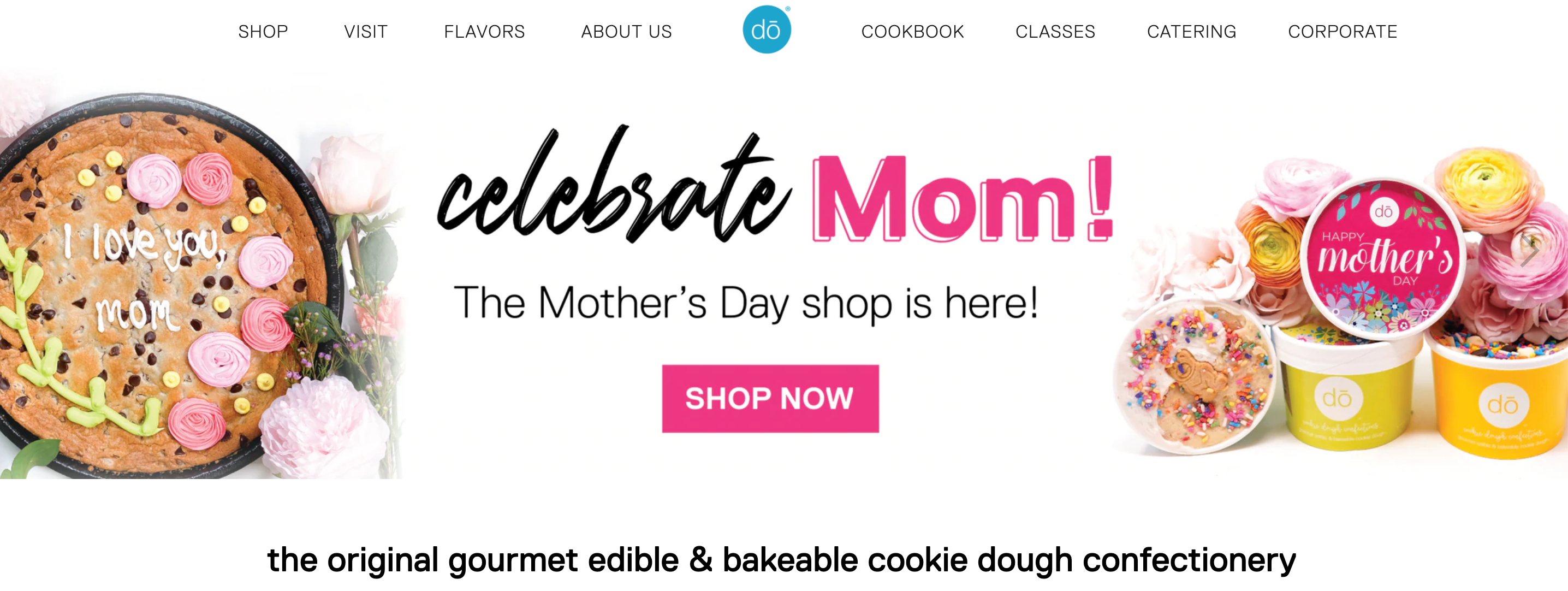 A cookie dough company's tagline on their homepage