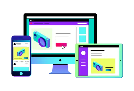 Illustrated example of display ads on a computer screen.