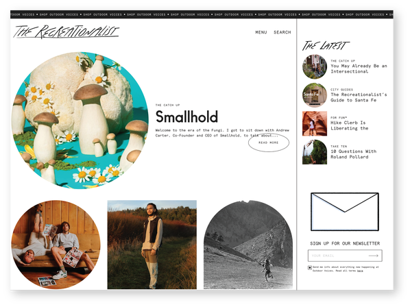An image of the Recreationalist website. It has calls to action to read more content on the site. Commentary on the photo says, 