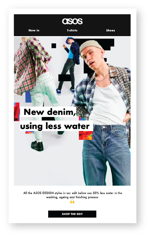 Example of short copy from ASOS that says 