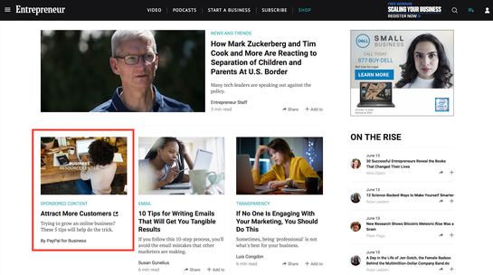 Screenshot of a native ad on the Entrepreneur website.