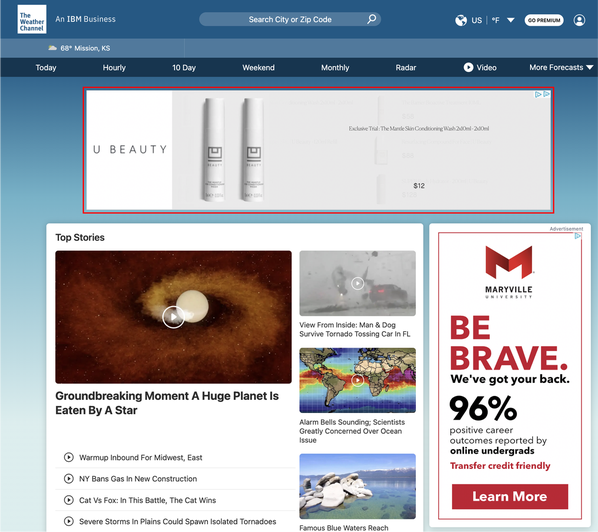 Display ad example on a website.