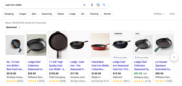 Example of shopping ads.