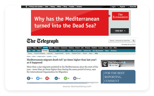 Screenshot of a programmatic ad on the Telegraph website.