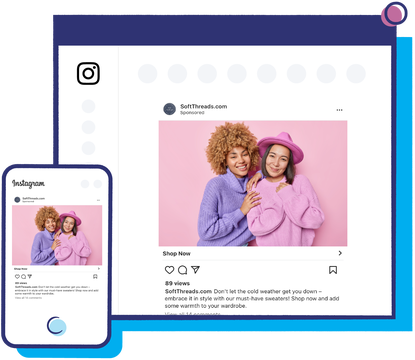 Instagram ads being managed on mobile and desktop platforms.