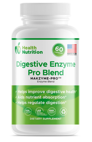 A white pill bottle of Digestive Enzymes. 