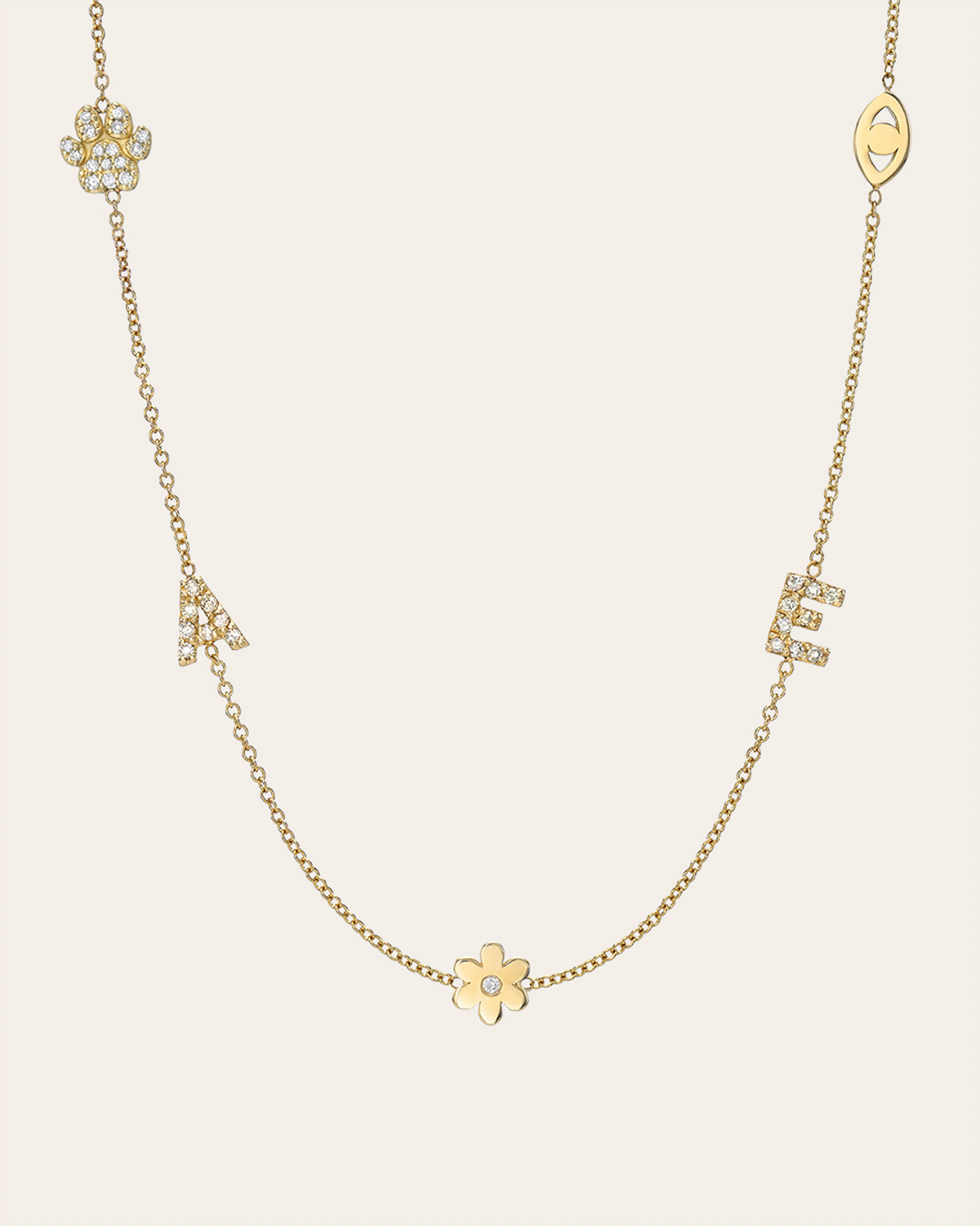 Zoe Lev 14K gold asymmetrical charm necklace